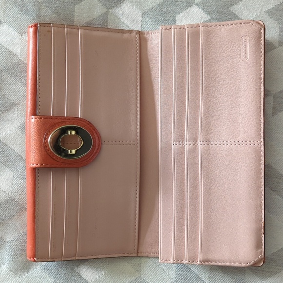 Coach Wallet - Salmon Pink w/ Goldtone Hardware - Picture 4 of 10